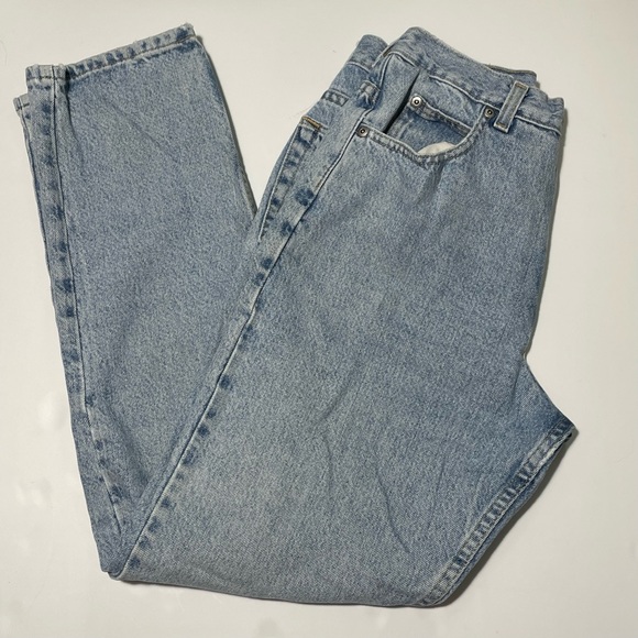 Vintage LANDS END Y2K womens relaxed fit tapered Jeans 8 Petite 100% cotton - Picture 2 of 9